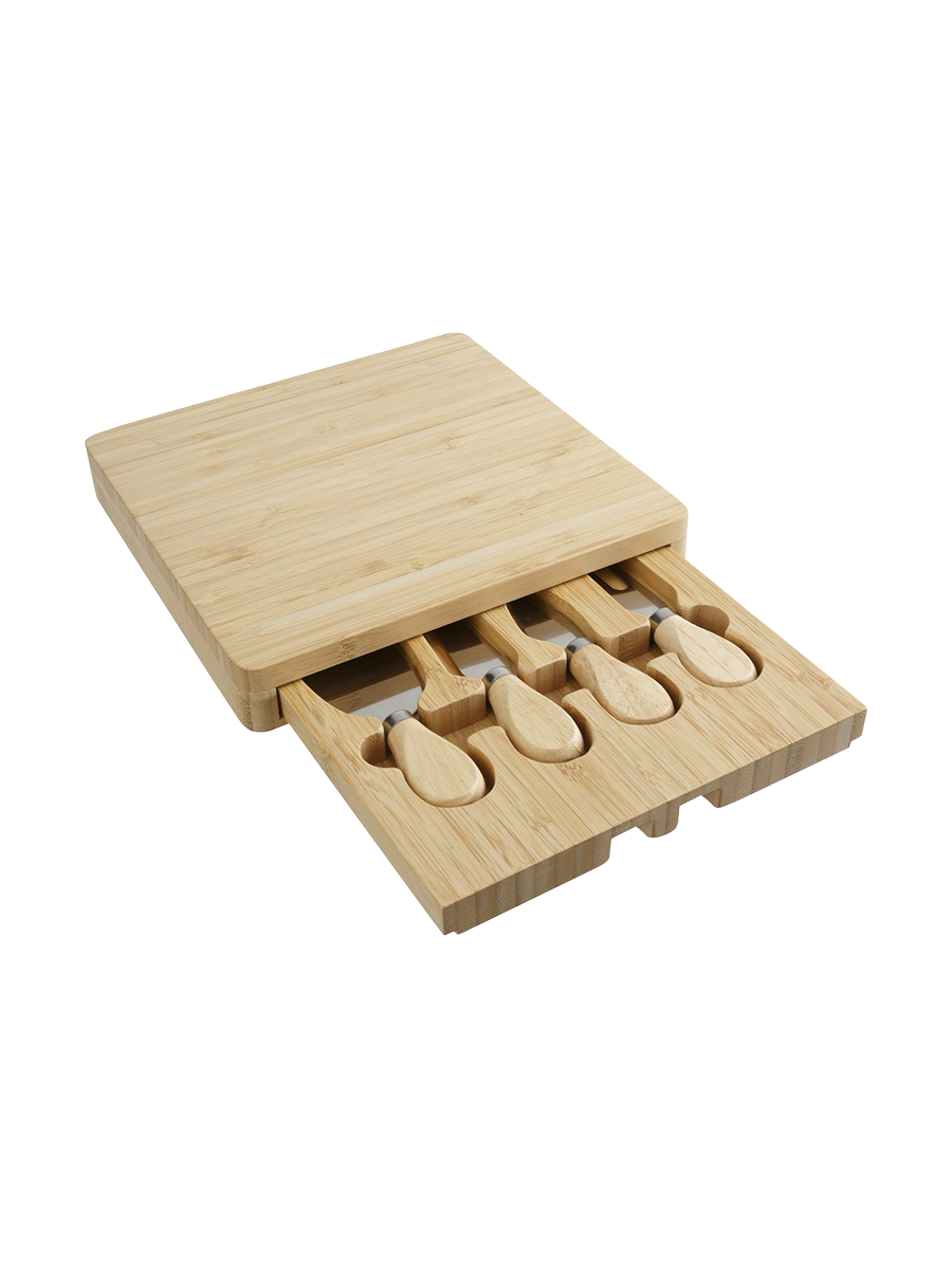 
"Moon" Cutting Board with 4 Cheese Knives