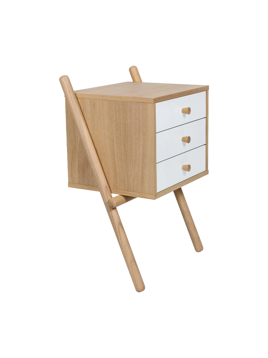 
Designer Nightstand "Wiru", three drawers