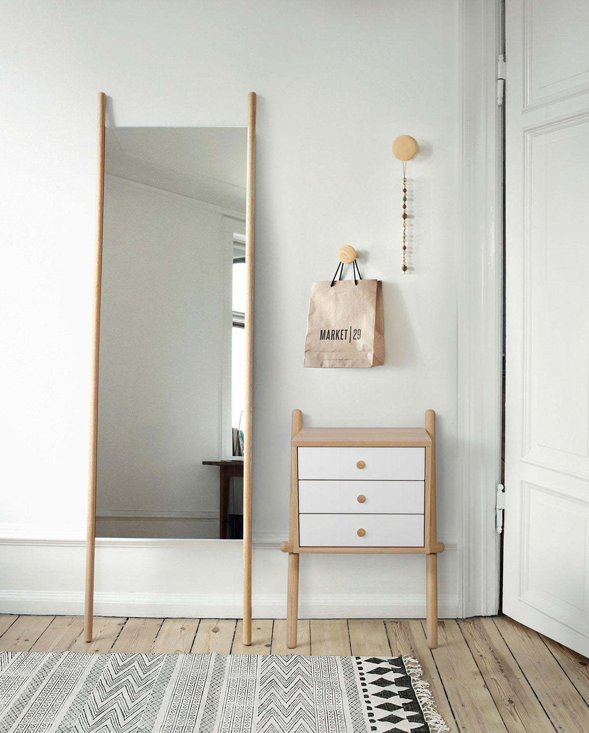 
Designer Nightstand "Wiru", three drawers