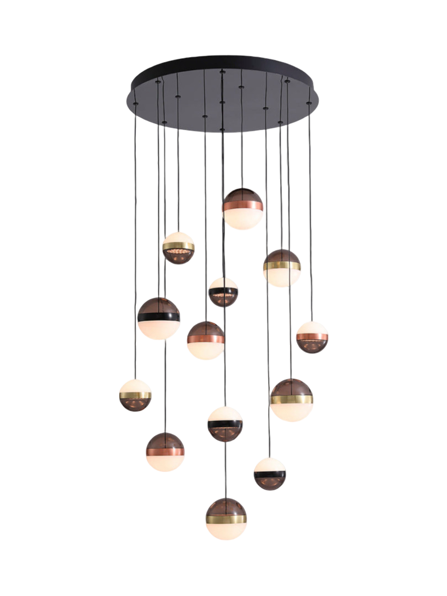 
Lampe galerie LED design « Orbes » avec télécommande, 13 lumières