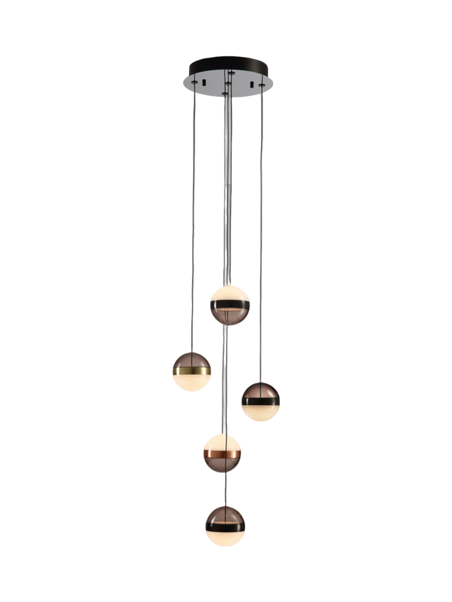 
5-light LED designer pendant light “Orbes”