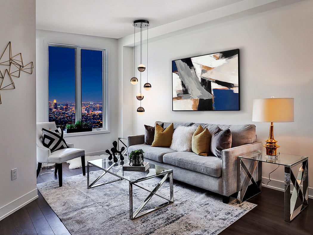 
5-light LED designer pendant light “Orbes”