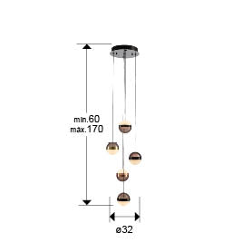 
Suspension LED design « Orbes » à 5 lampes