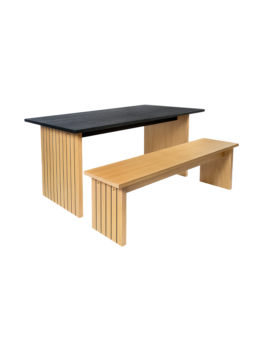 
Banc design « Stripe » en chêne massif et semi-massif