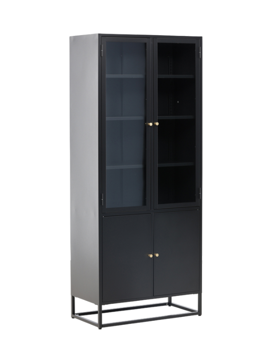 
"Bakal" 4-Door Metal Display Cabinet - Black