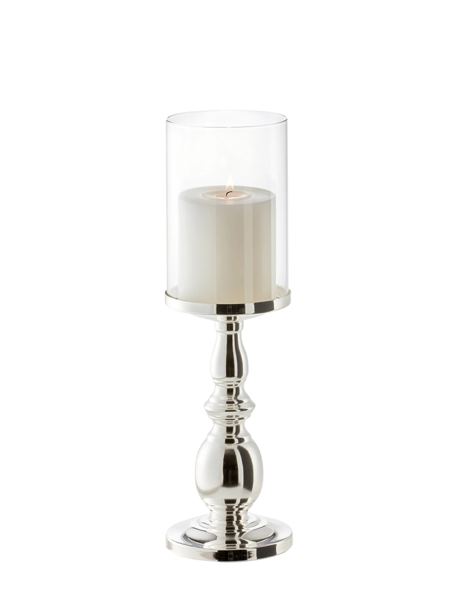 
Premium Hurricane Lamp & Candlestick "Mascha" - elegantly silver-plated and tarnish-protected - Height 34 cm