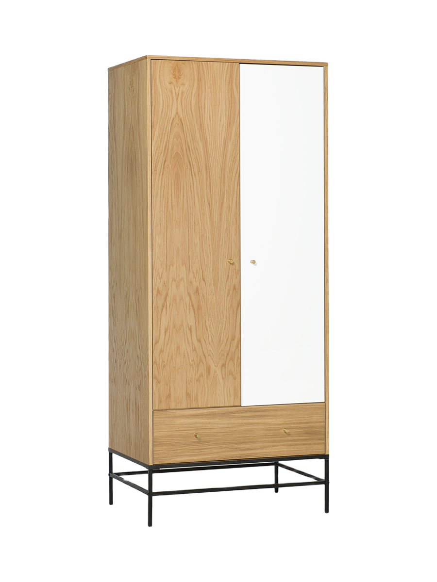 
Moderner Kleiderschrank „Flora“, 2-türig - Eiche / Weiss