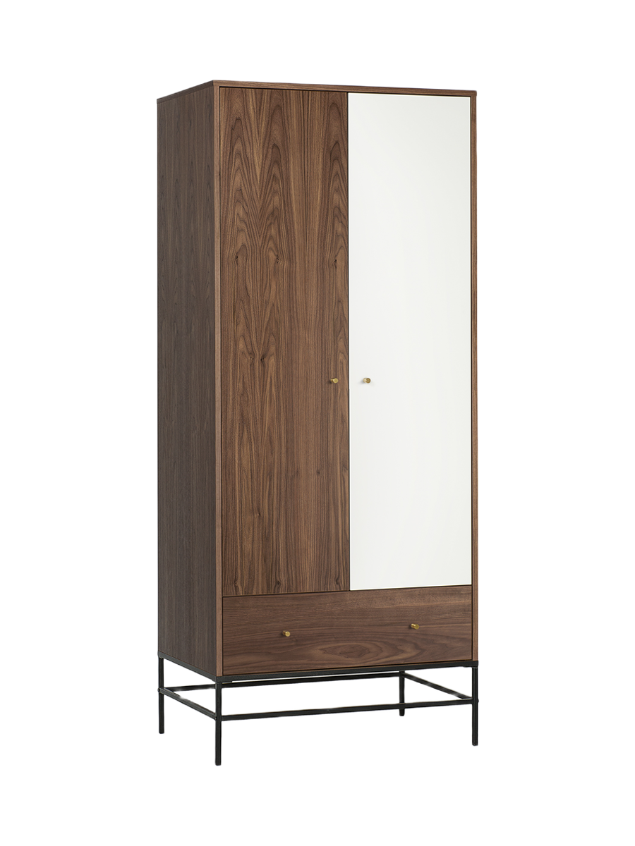 
Moderner Kleiderschrank „Flora“, 2-türig - Nussbaum / Weiss