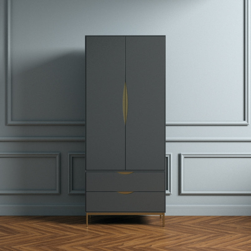 
Moderner Kleiderschrank „Kobe“, 2-türig - Dunkelgrau
