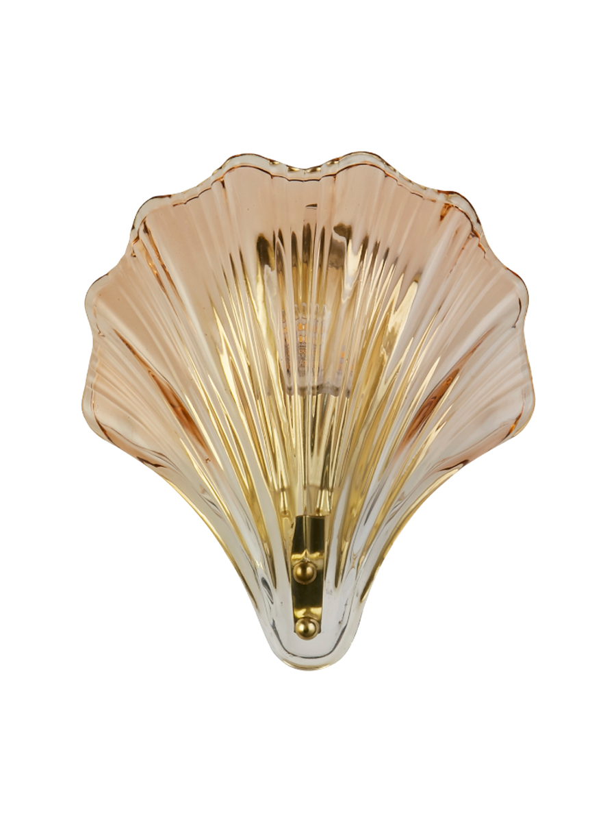 
Dimmbare Design Wand- und Badlampe „Shell“ - Amber/Messing