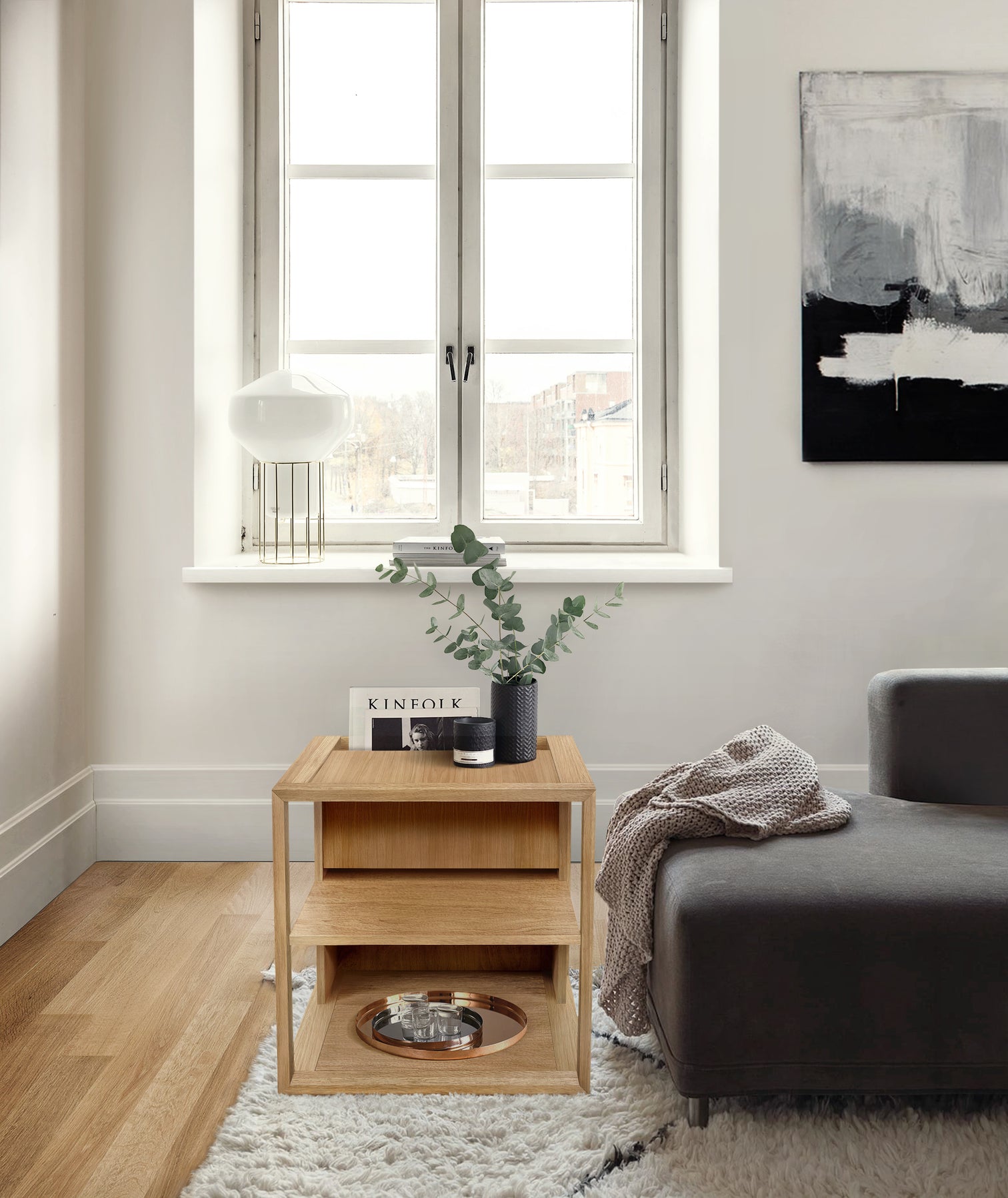 
Designer Side Table "Cube" - Natural Oak