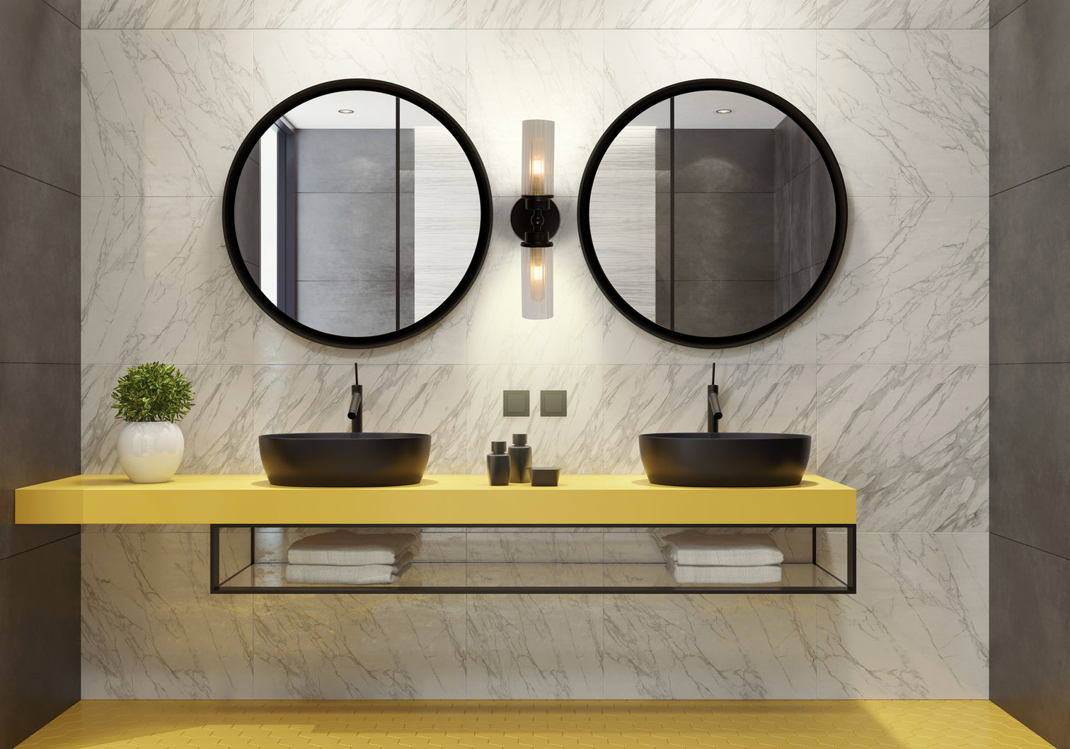
Dimmable Designer Wall and Bathroom Light "Imperial" 2-bulb - Black