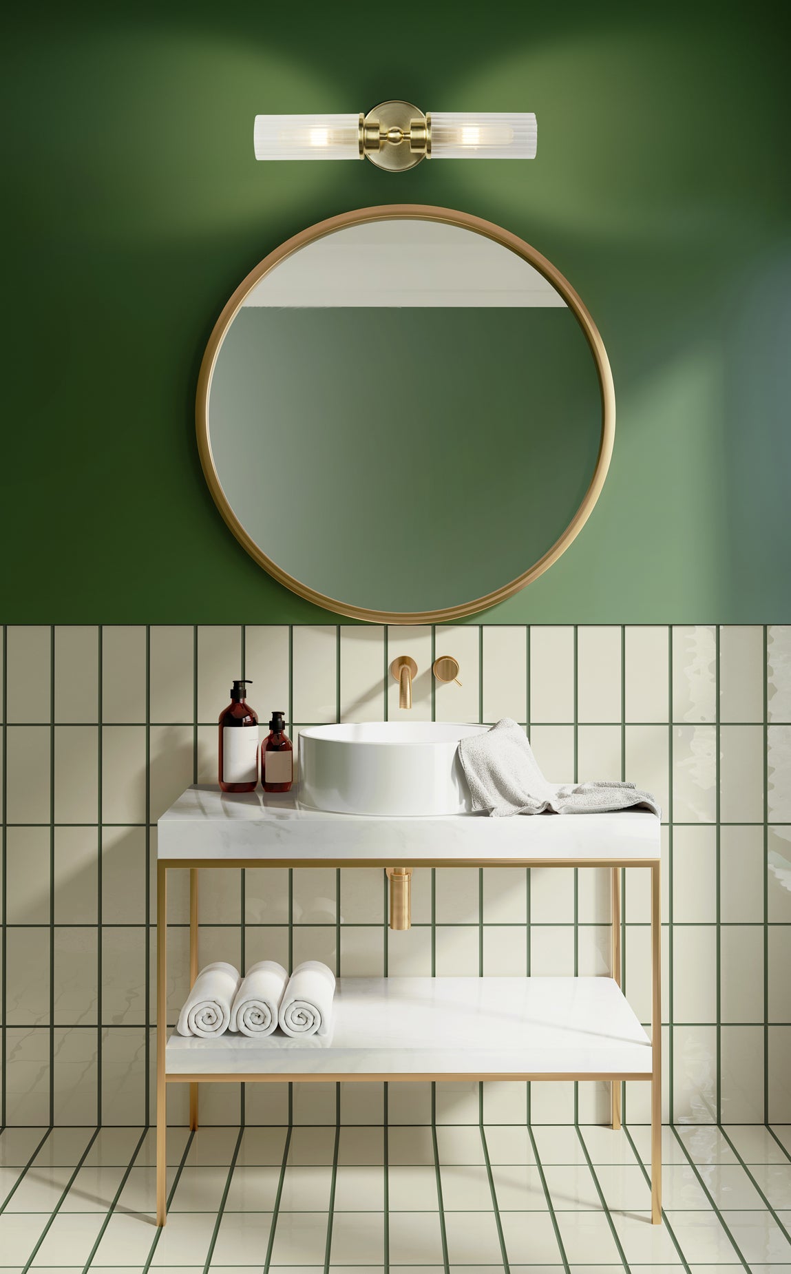 
Dimmable Designer Wall and Bathroom Light "Imperial" 2-bulb - Brass
