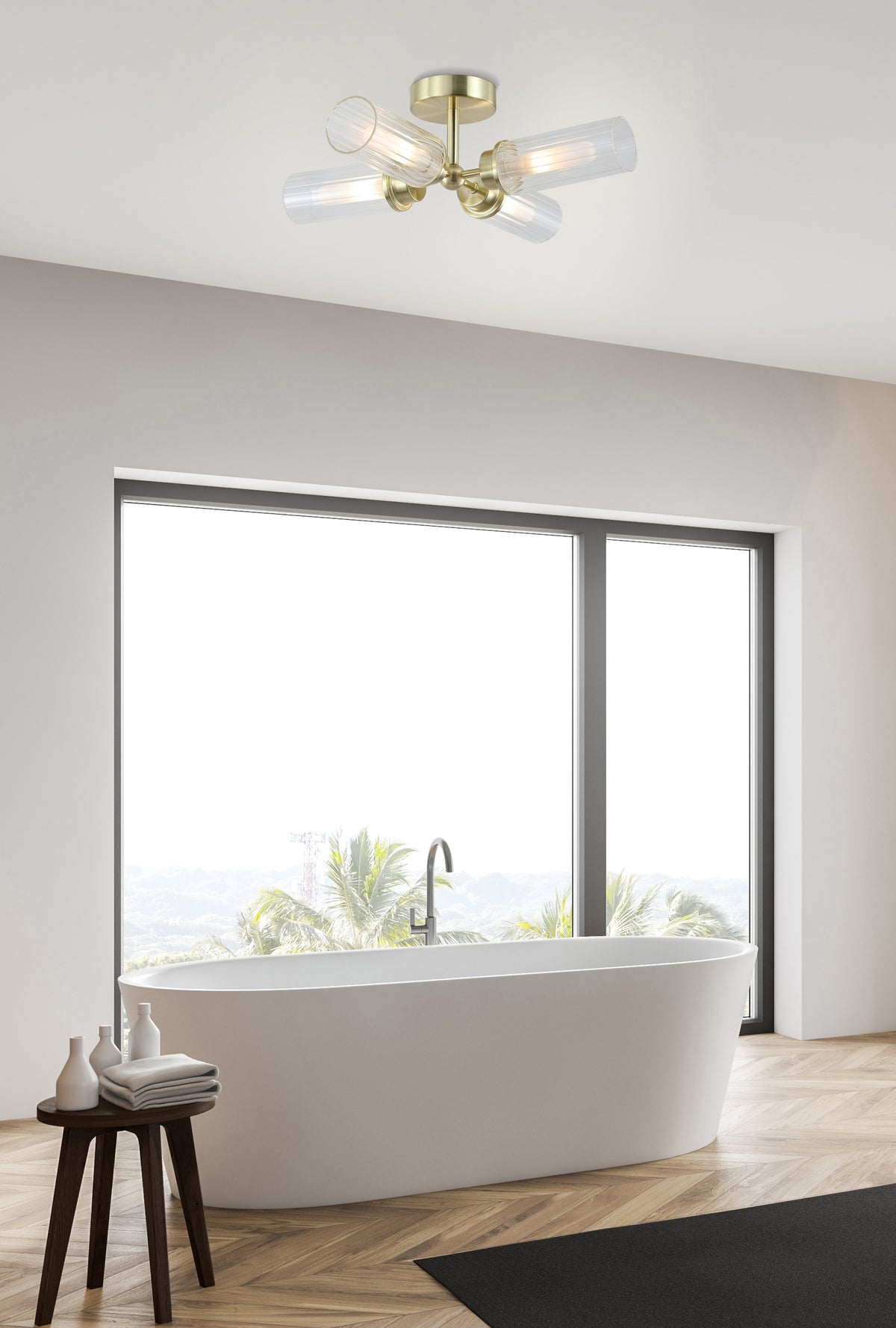 
Plafonnier et luminaire de salle de bain design dimmable "Imperial" à 4 ampoules - Laiton