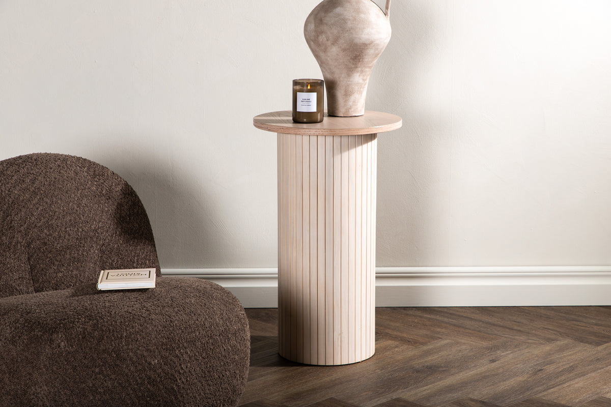 
Round Designer Side Table "Bianca" Ø 40 x 65 cm - Natural