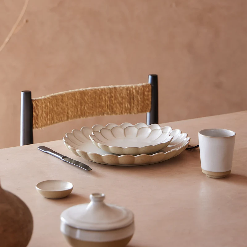 
Handmade Dip & Butter Dish "Marrakesh" - White Sand