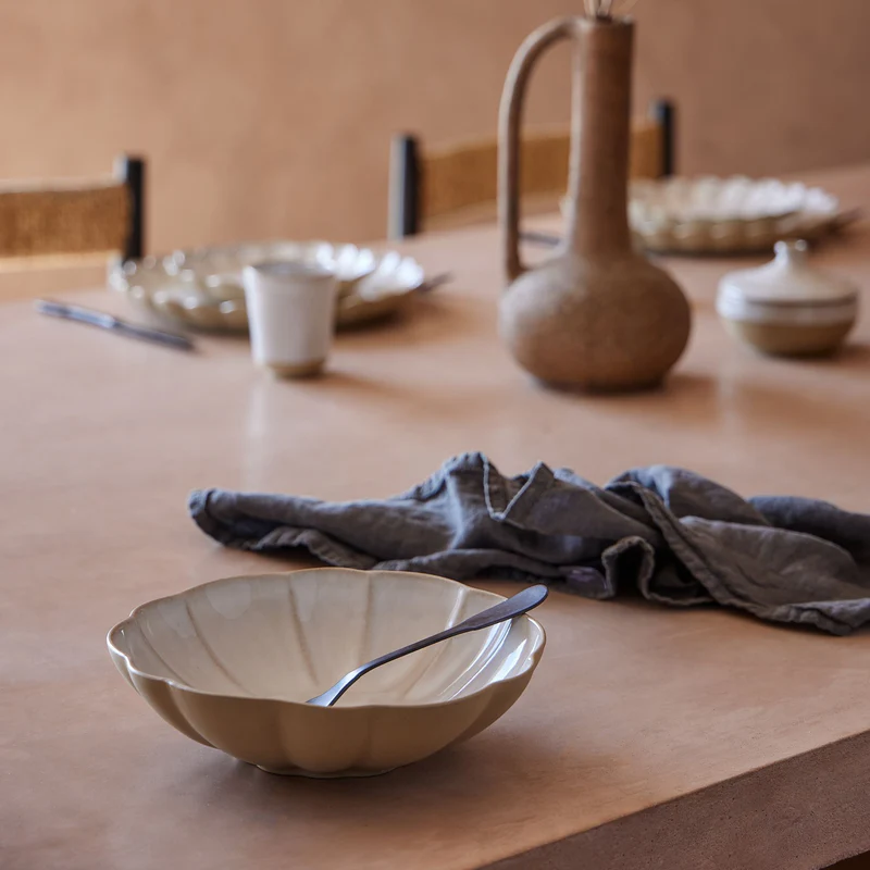 
Handmade Soup & Pasta Plate "Marrakesh II" - White Sand