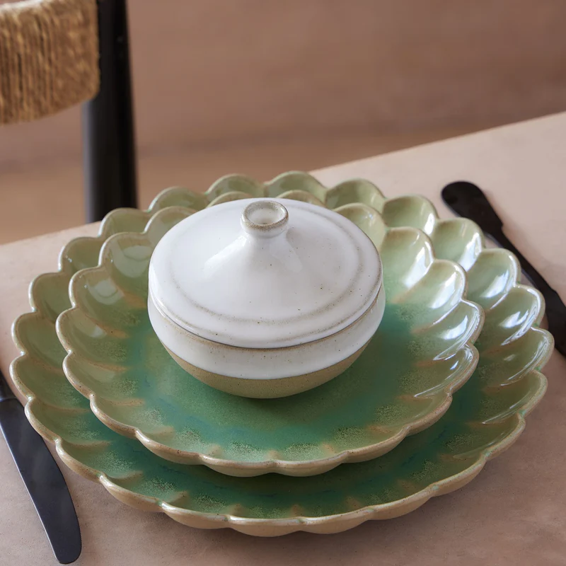 
Handmade Salad & Dessert Plate "Marrakesh" - Eucalyptus