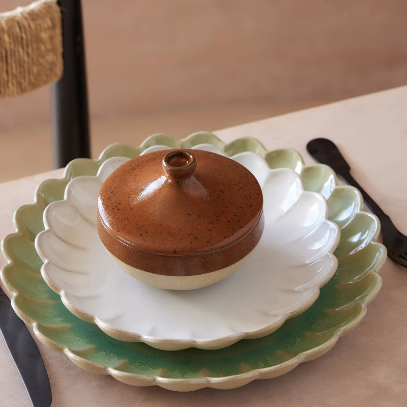 
Handmade Salad & Dessert Plate "Marrakesh" - White Sand
