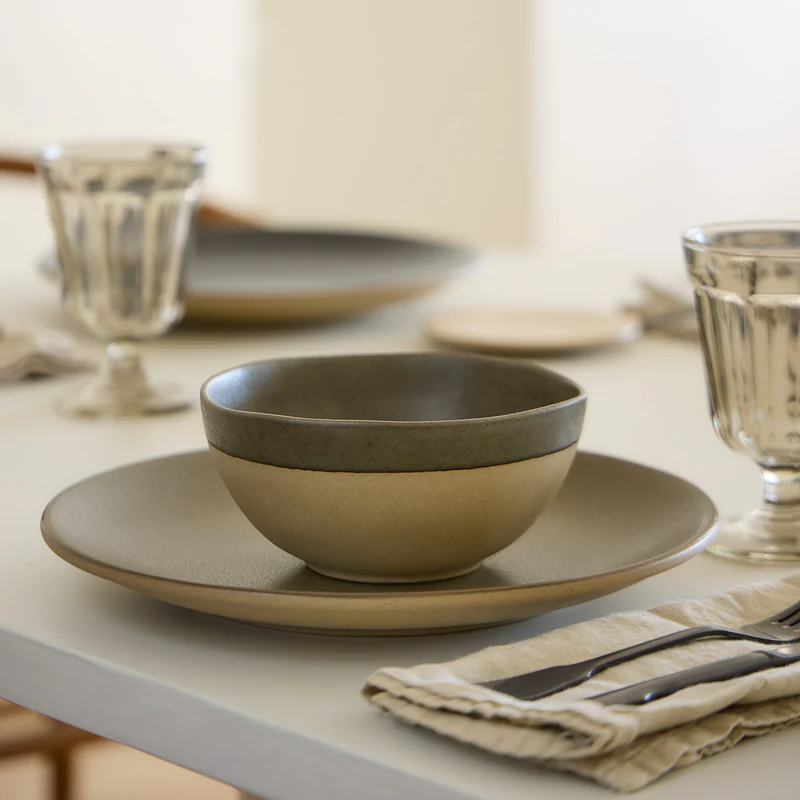 
Handmade Latte Bowl "Arenito" - Olive green