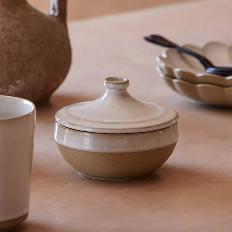
Hand-crafted, small casserole "Marrakesh" - White Sand / Medium