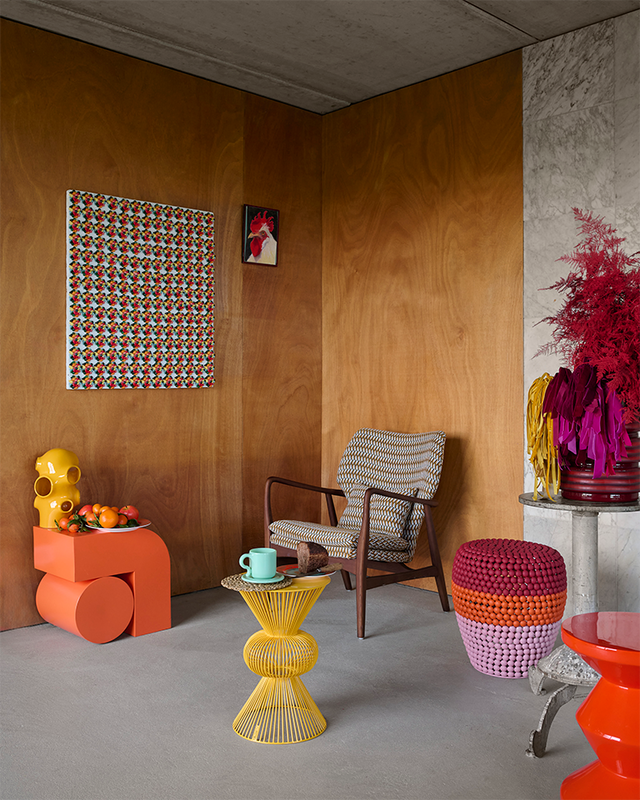 
Tabouret et table d'appoint design faits à la main « Dot » - Multicolore 4