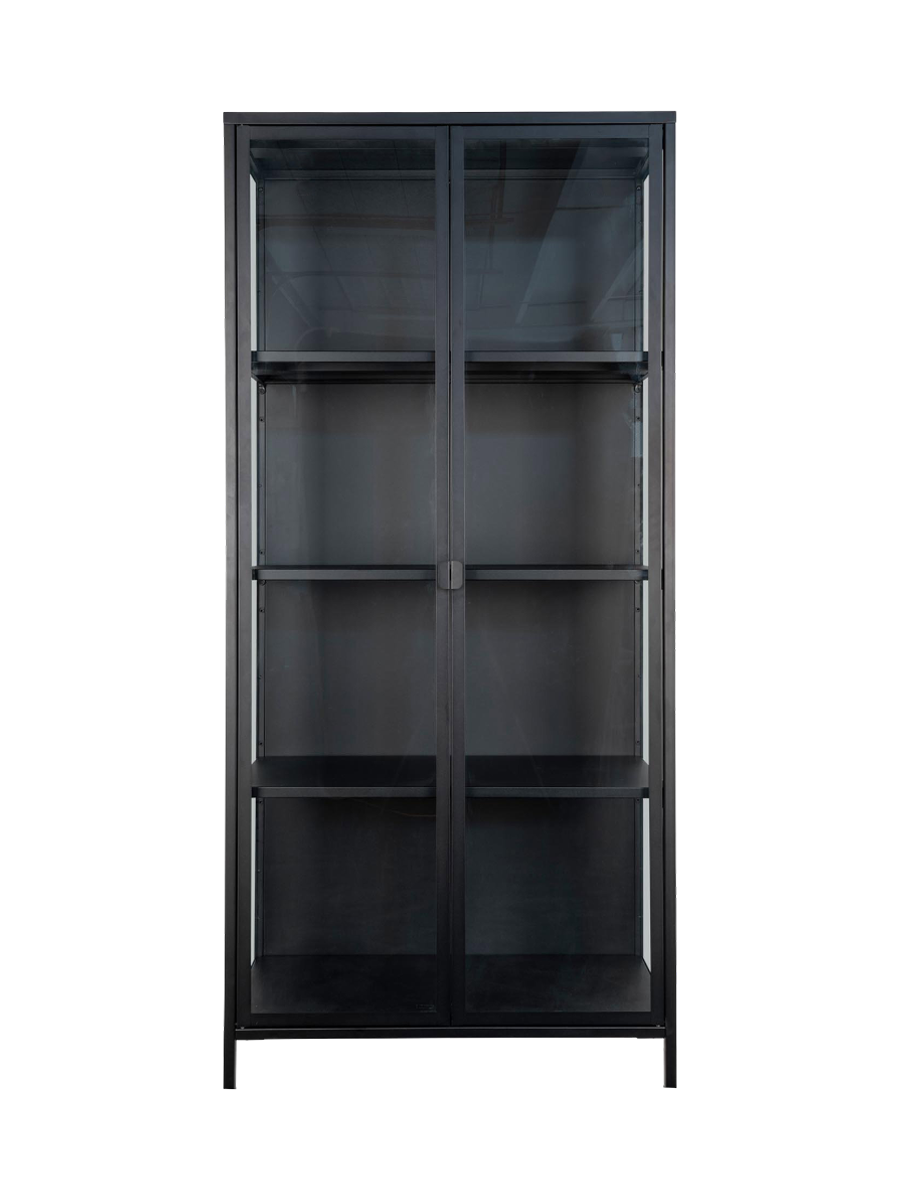 
Design Vitrine „Leonies“ aus Metall, 2-türig - Schwarz