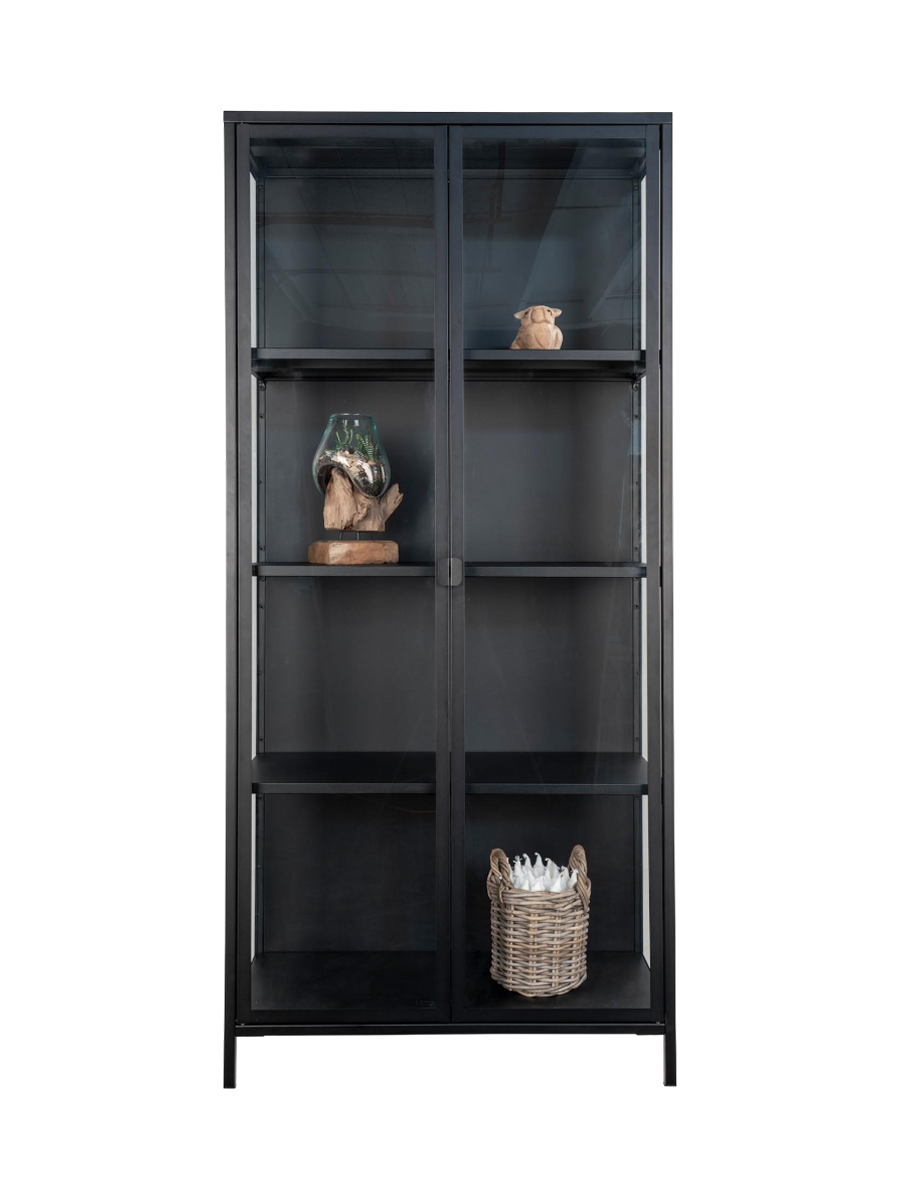 
Design Vitrine „Leonies“ aus Metall, 2-türig - Schwarz