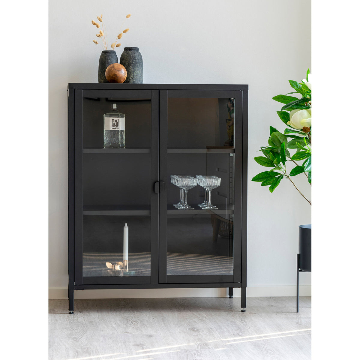 
Highboard di design «Leonies» in metallo, a 2 ante - Nero