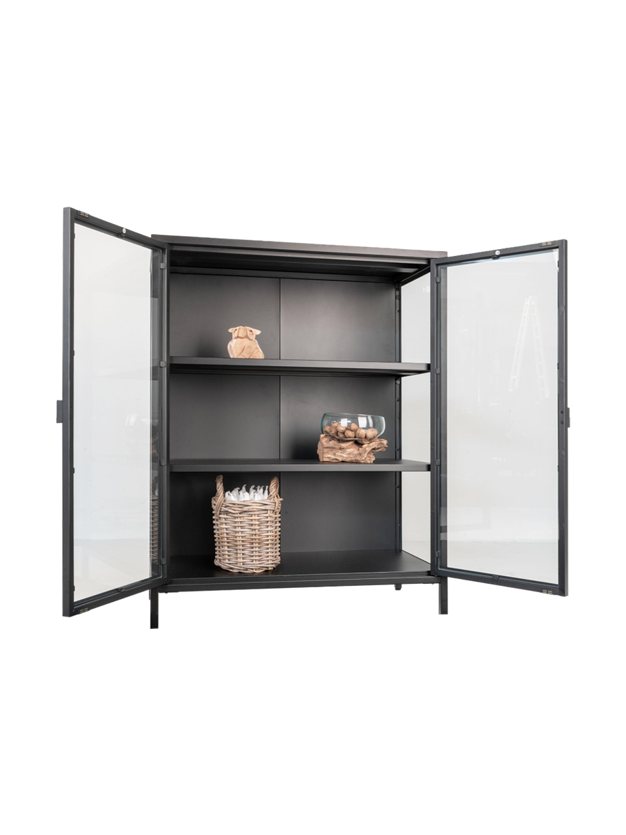 
Bahut haut design « Leonies » en métal, 2 portes - Noir