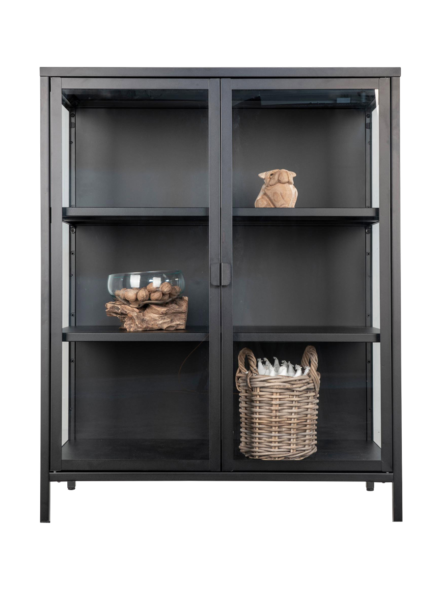 
Bahut haut design « Leonies » en métal, 2 portes - Noir