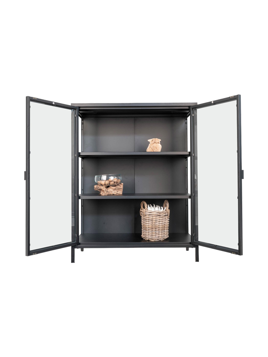 
Bahut haut design « Leonies » en métal, 2 portes - Noir