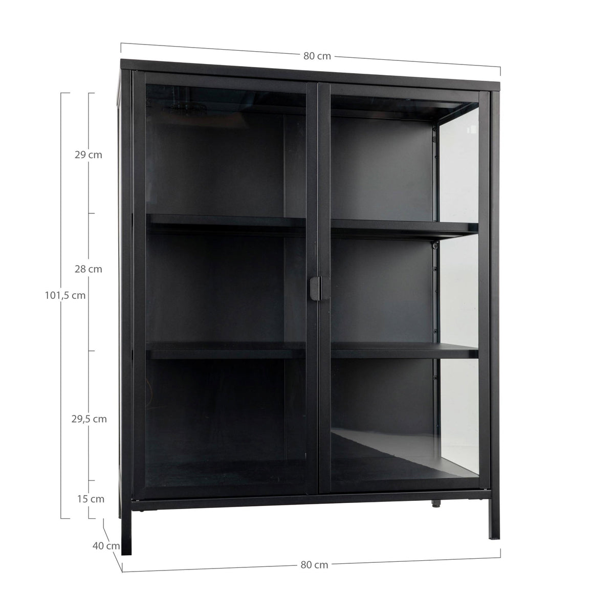 
Bahut haut design « Leonies » en métal, 2 portes - Noir