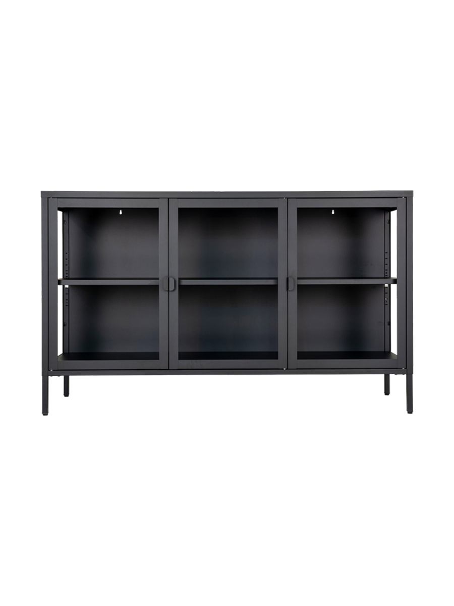 
Design Sideboard „Leonies“ aus Metall, 3-türig - Schwarz