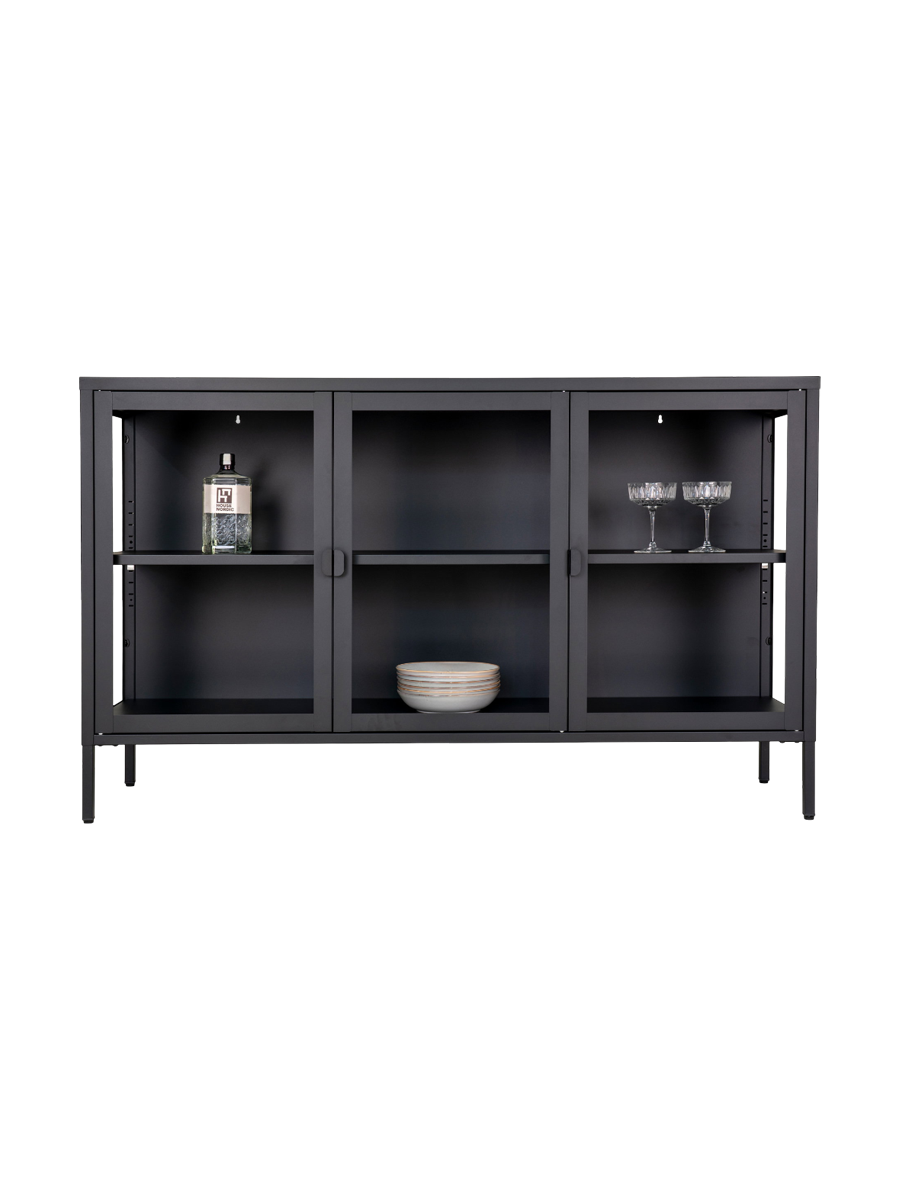 
Design Sideboard „Leonies“ aus Metall, 3-türig - Schwarz