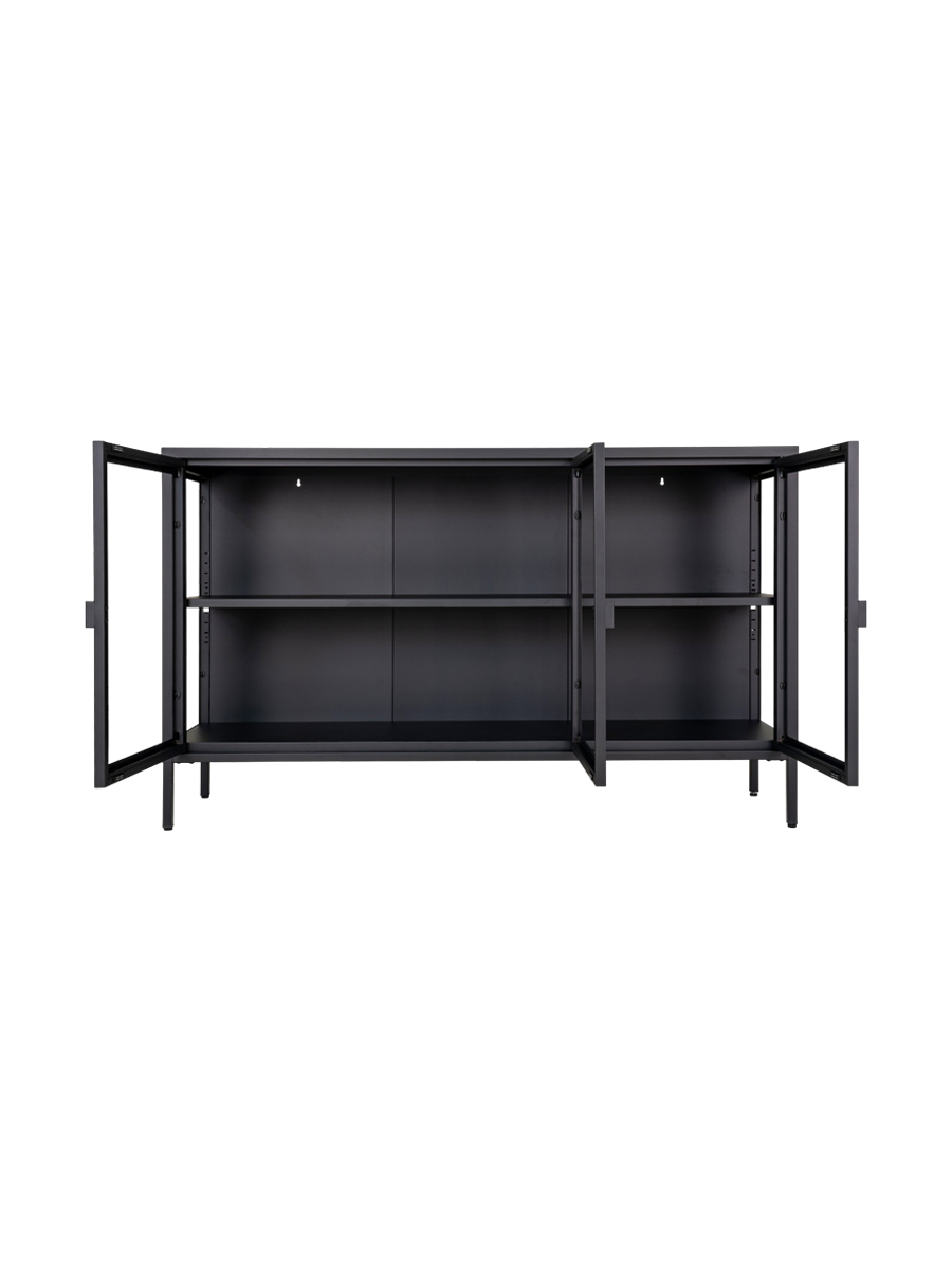 
Design Sideboard „Leonies“ aus Metall, 3-türig - Schwarz