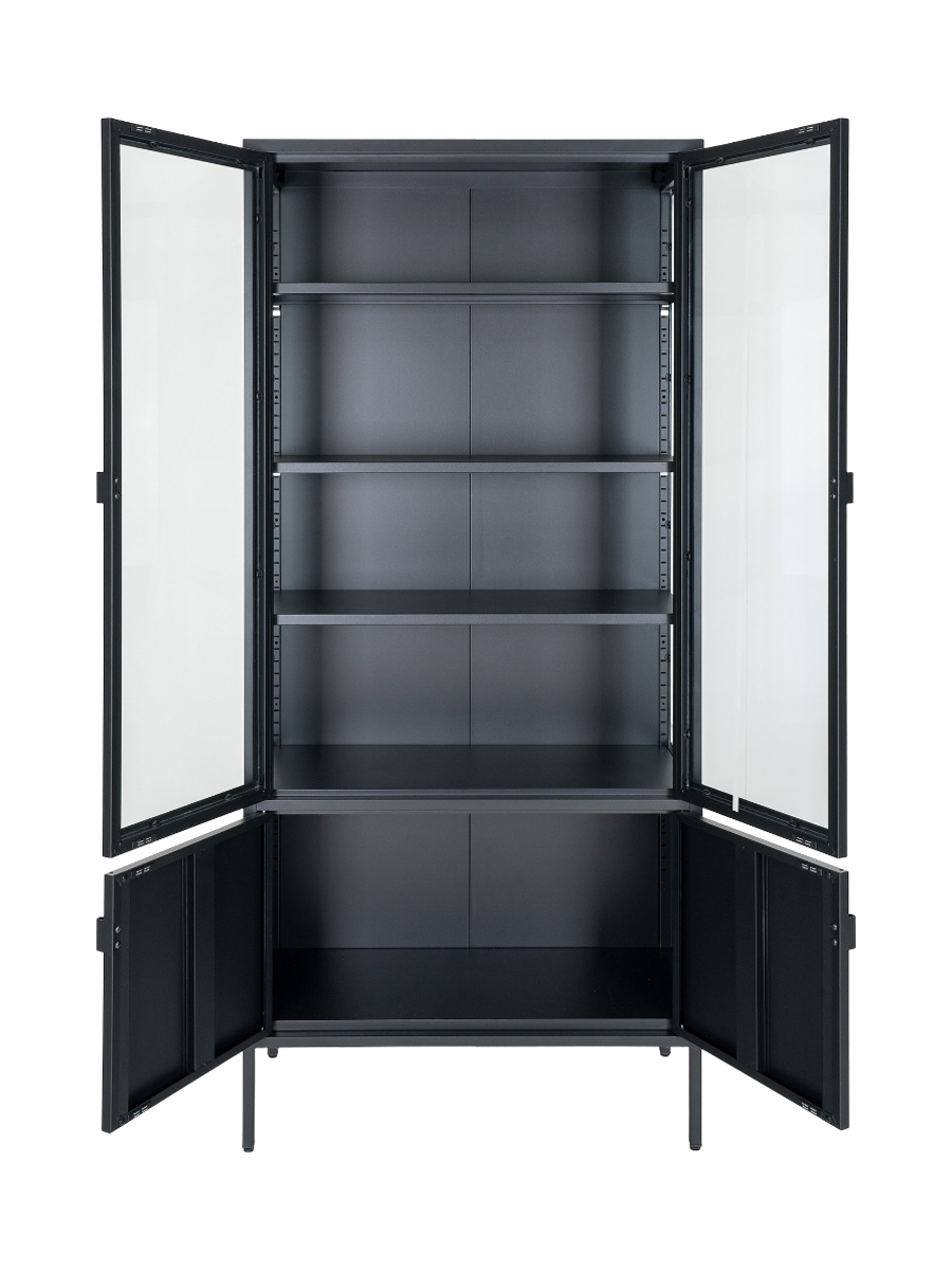 
Armadio vetrina di design «Leonies» in metallo, a 2 ante - Nero