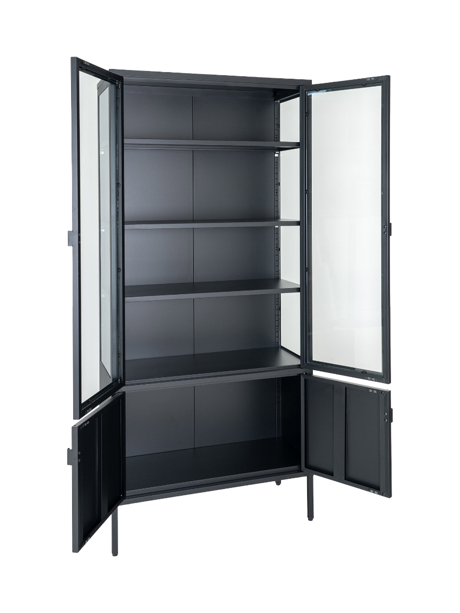 
Armadio vetrina di design «Leonies» in metallo, a 2 ante - Nero