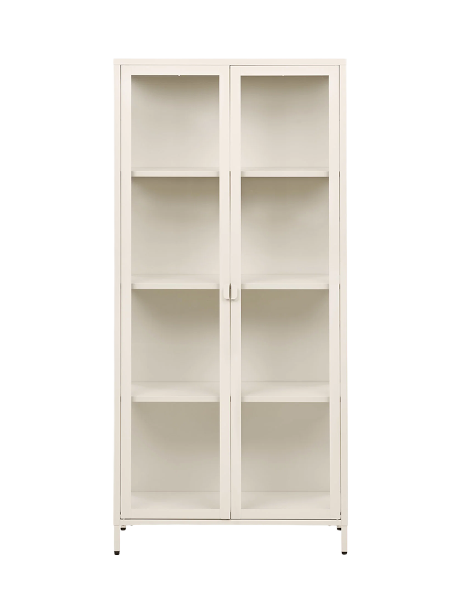 
Design Vitrine „Leonies“ aus Metall, 2-türig - Off White