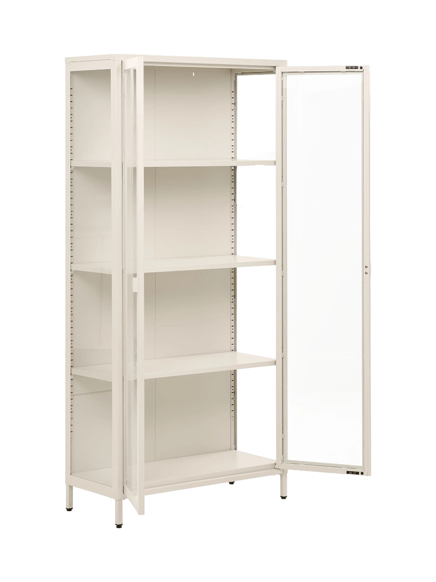 
Design Vitrine „Leonies“ aus Metall, 2-türig - Off White
