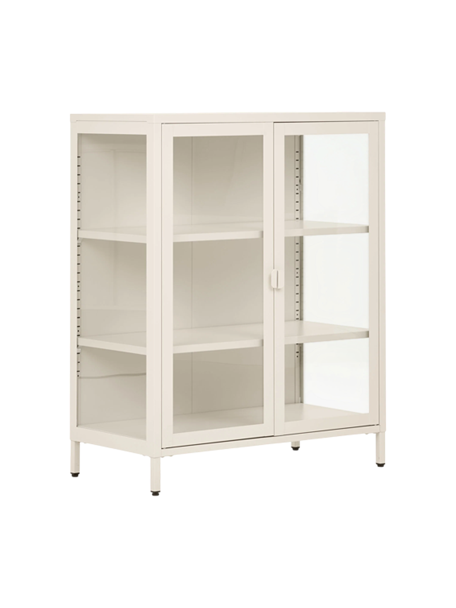 
Highboard di design «Leonies» in metallo, a 2 ante - Bianco sporco