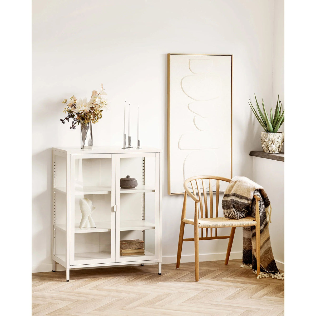 
Highboard di design «Leonies» in metallo, a 2 ante - Bianco sporco