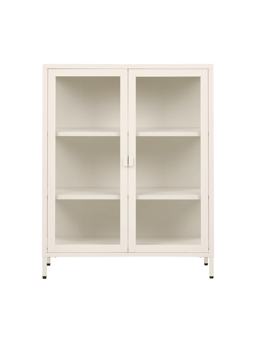 
Highboard di design «Leonies» in metallo, a 2 ante - Bianco sporco