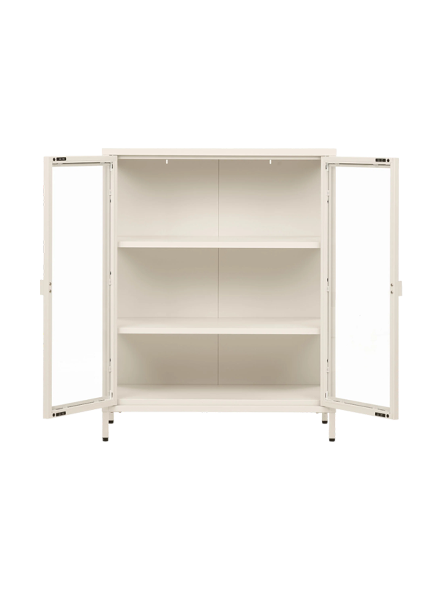 
Highboard di design «Leonies» in metallo, a 2 ante - Bianco sporco