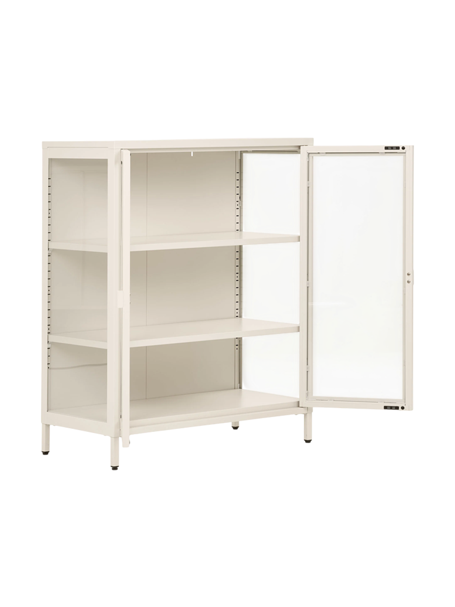 
Highboard di design «Leonies» in metallo, a 2 ante - Bianco sporco