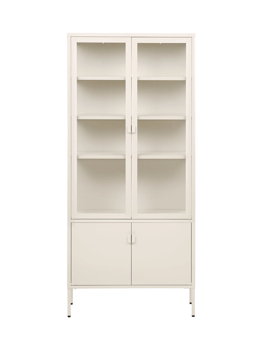 
Armoire vitrine design « Leonies » en métal, 2 portes - Blanc cassé