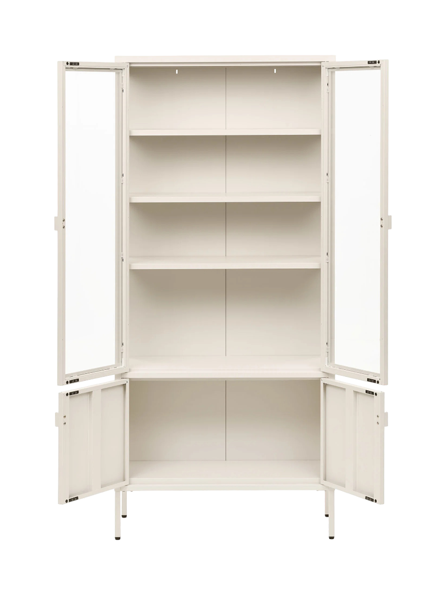 
Armoire vitrine design « Leonies » en métal, 2 portes - Blanc cassé