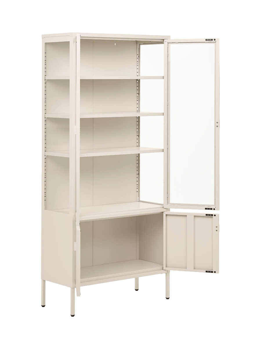 
Armoire vitrine design « Leonies » en métal, 2 portes - Blanc cassé