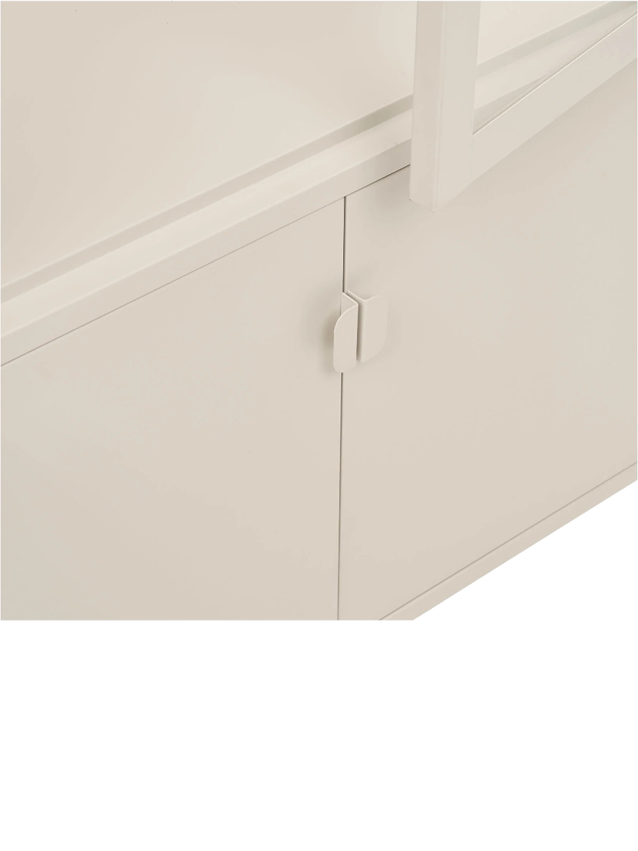 
Armoire vitrine design « Leonies » en métal, 2 portes - Blanc cassé