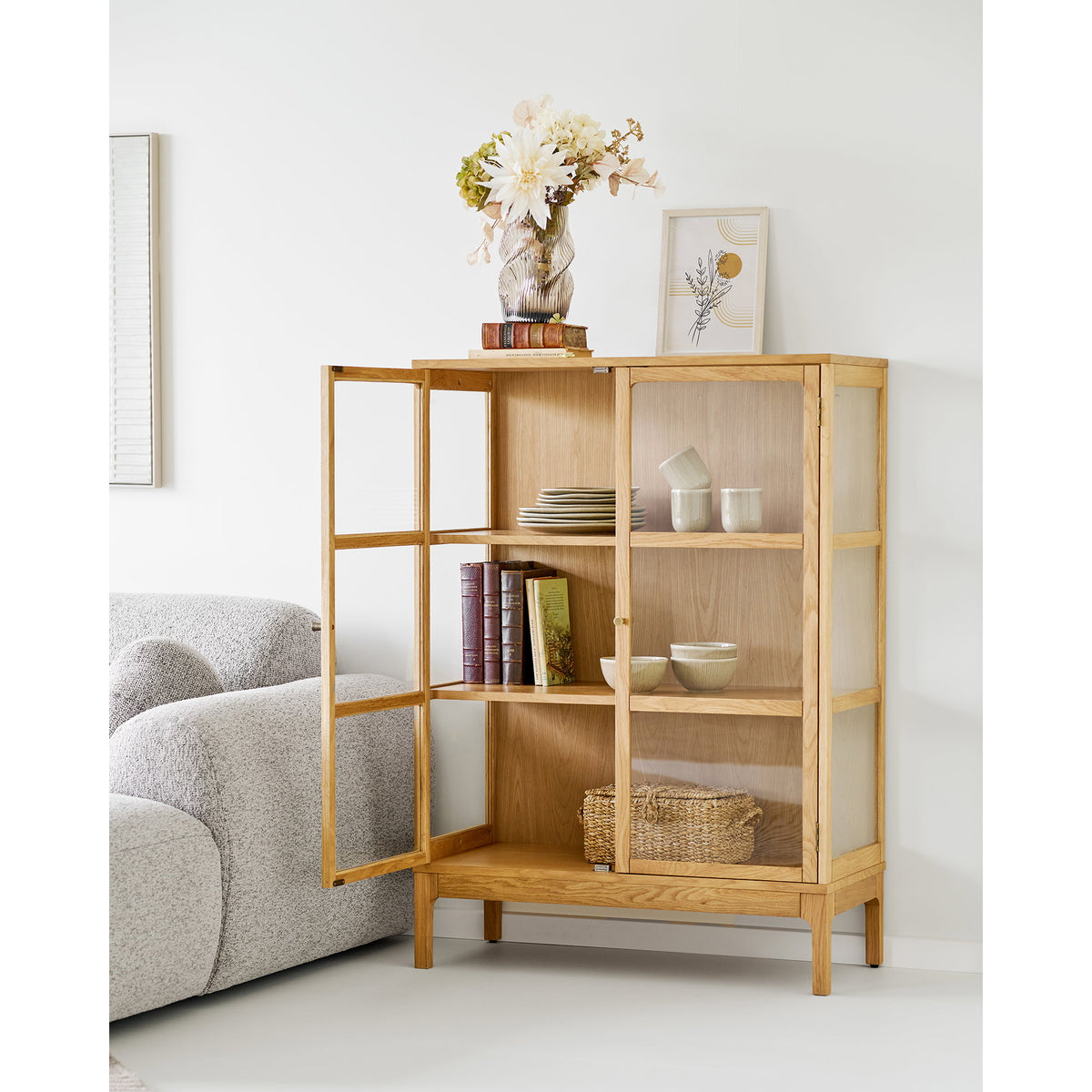 
Highboard in legno di design «Zamora», a 2 ante - Rovere Naturale